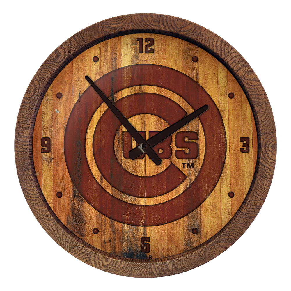 Chicago Cubs Branded "Faux" Barrel Top Clock The FanBrand