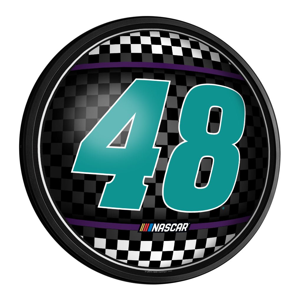 Alex Bowman: Checkered Flag - Round Slimline Lighted Wall Sign - The Fan-Brand