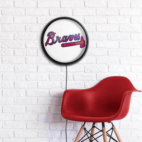 Atlanta Braves: Logo - Round Slimline Lighted Wall Sign - The Fan-Brand