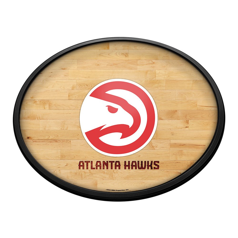 Atlanta Hawks: Hardwood - Oval Slimline Lighted Wall Sign - The Fan-Brand