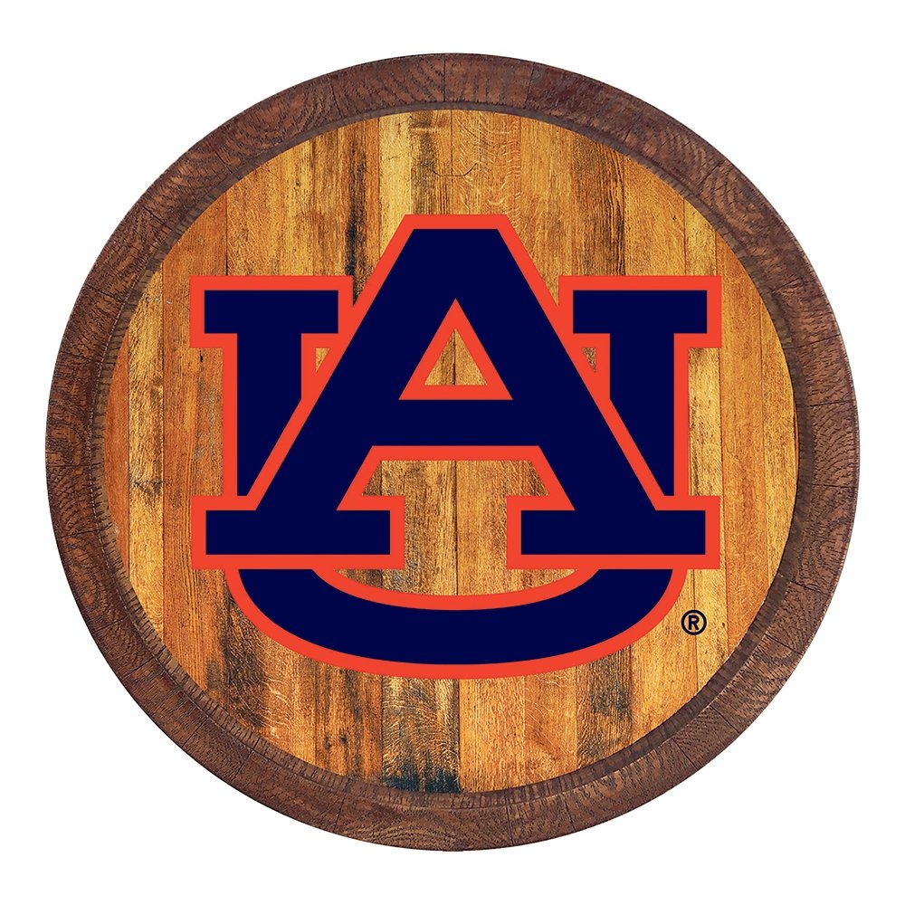 Auburn Tigers: Faux Barrel Top Mirrored Wall Sign - Orange Edge