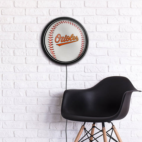Baltimore Orioles: Baseball - Round Slimline Lighted Wall Sign - The Fan-Brand