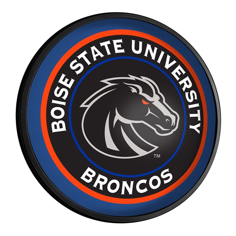 Boise State Broncos: Black - Round Slimline Lighted Wall Sign - The Fan-Brand
