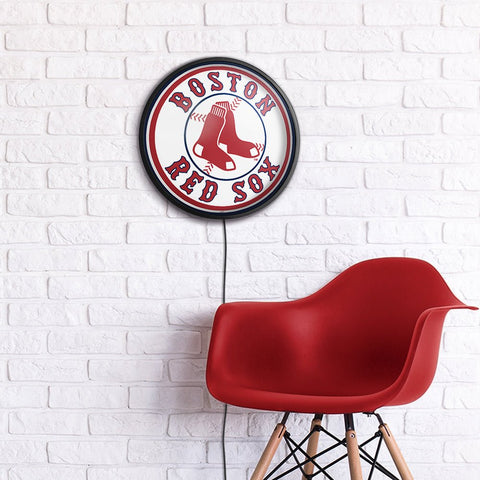 Boston Red Sox: Round Slimline Lighted Wall Sign - The Fan-Brand