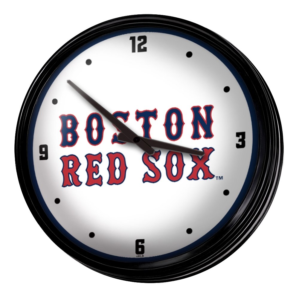 Boston Red Sox: Wordmark - Retro Lighted Wall Clock - The Fan-Brand