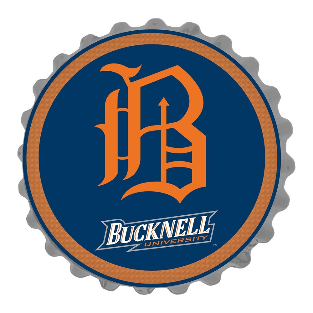 Bucknell Bisons: Script Logo - Bottle Cap Wall Sign - The Fan-Brand