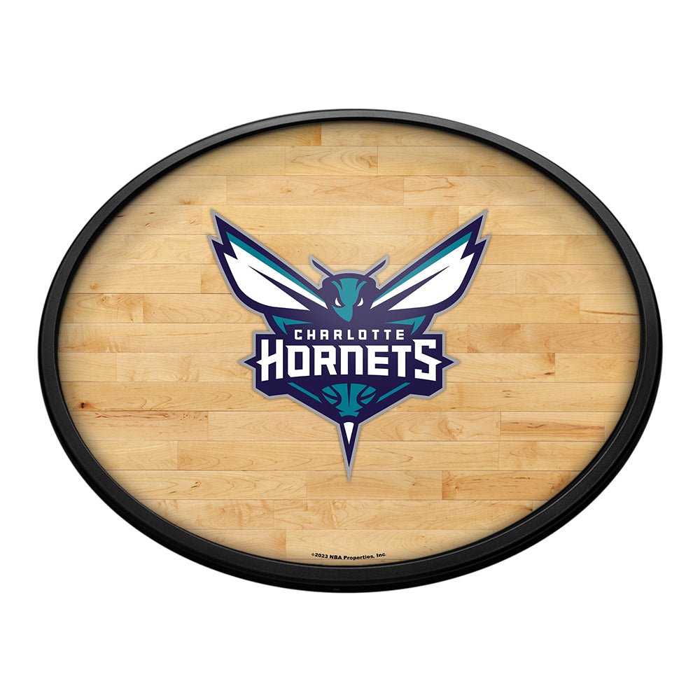 Charlotte Hornets: Hardwood - Oval Slimline Lighted Wall Sign - The Fan-Brand