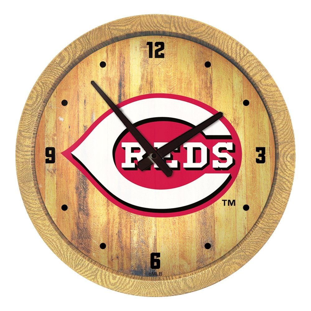 Cincinnati Reds "Faux" Barrel Top Clock The FanBrand
