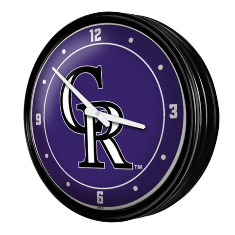 Colorado Rockies: Wordmark - Retro Lighted Wall Clock - The Fan-Brand