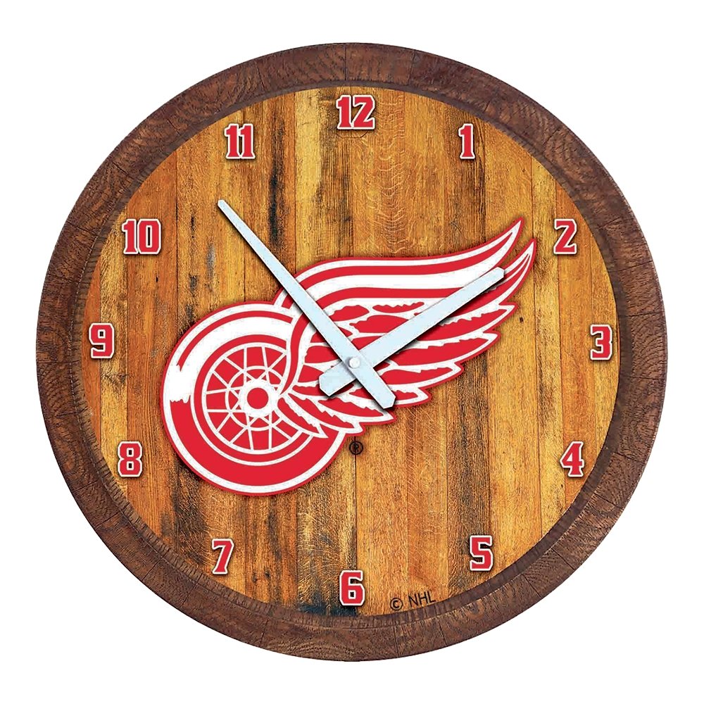 Detroit Red Wings Faux Barrel Top Wall Clock