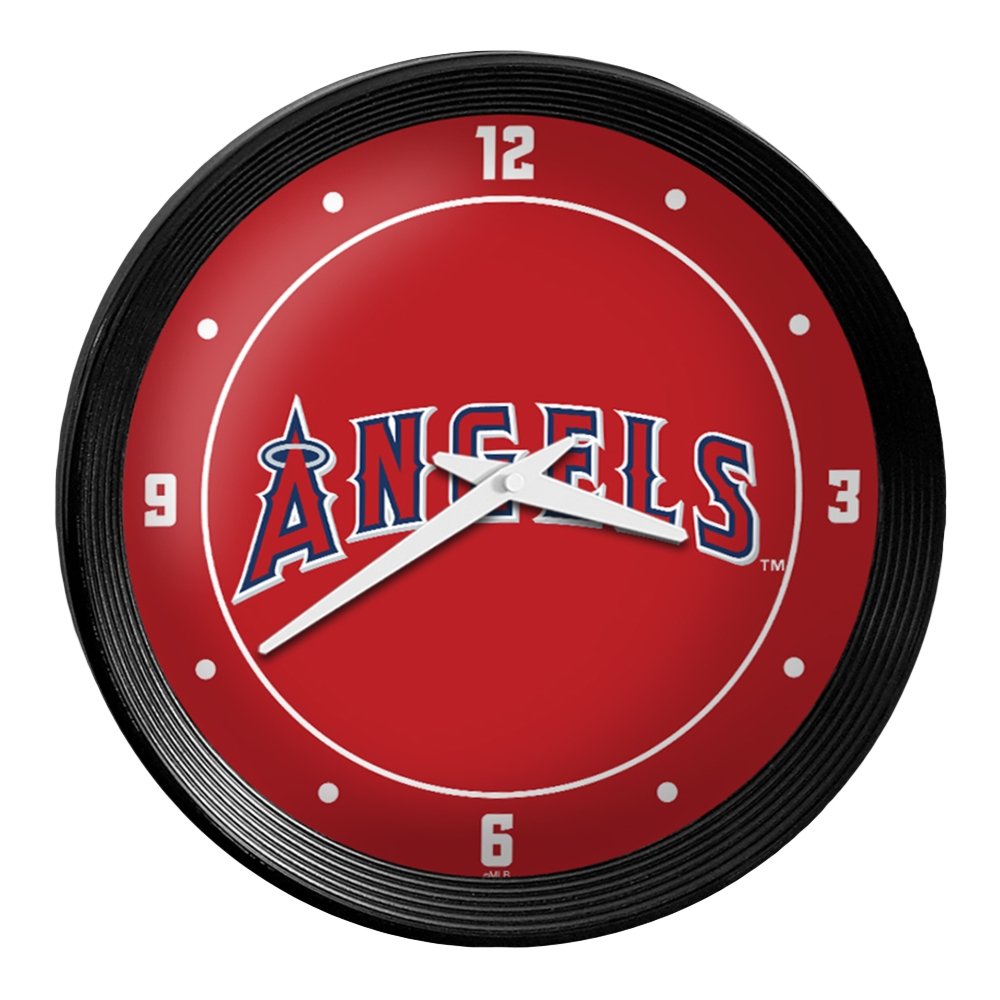 Los Angeles Angels: Wordmark - Ribbed Frame Wall Clock - The Fan-Brand