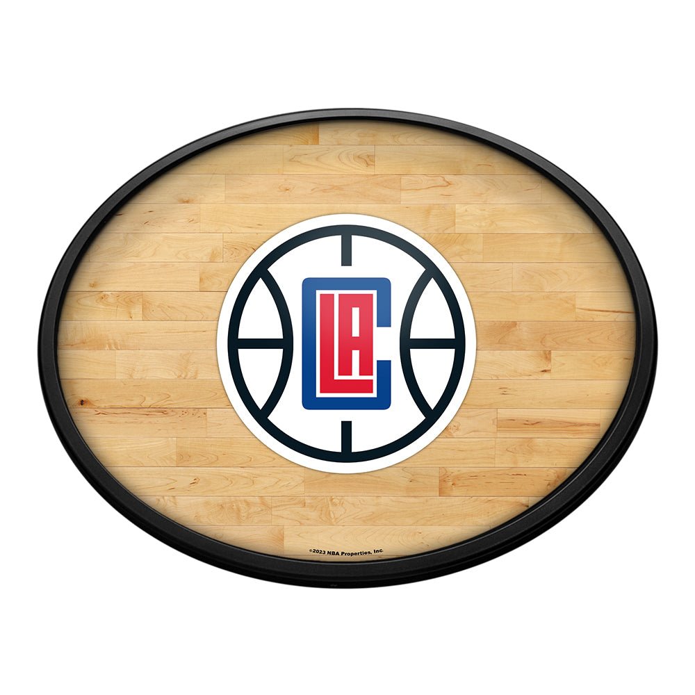 Los Angeles Clippers: Hardwood - Oval Slimline Lighted Wall Sign - The Fan-Brand