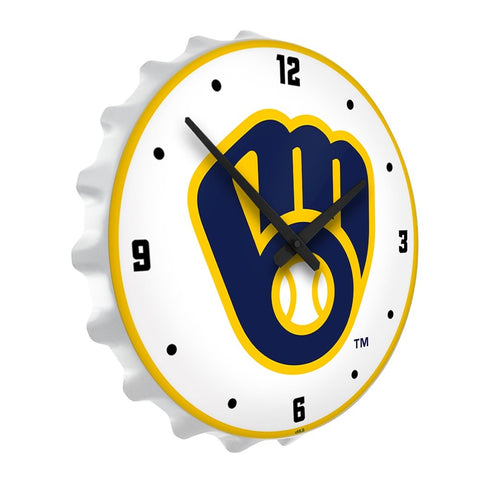 Milwaukee Brewers: Logo - Bottle Cap Lighted Wall Clock - The Fan-Brand