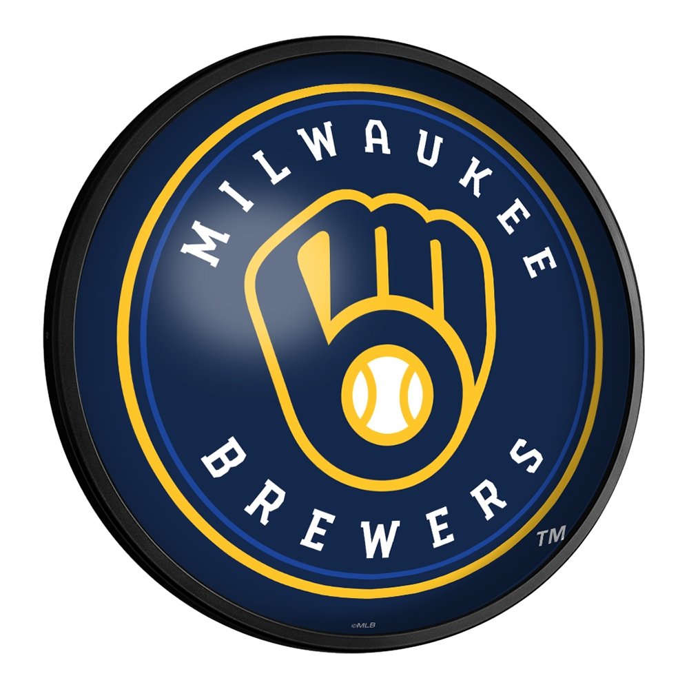 Milwaukee Brewers: Baseball - Round Slimline Lighted Wall Sign