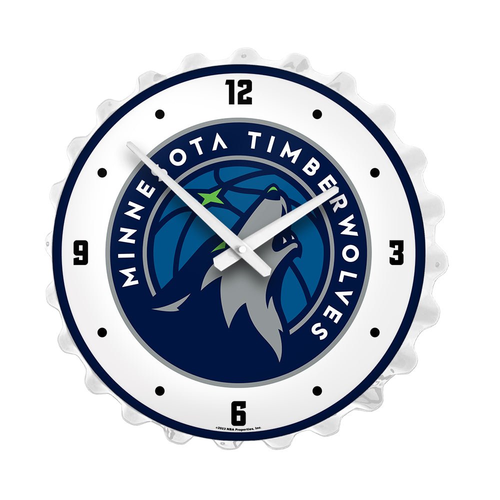 Minnesota Timberwolves: Bottle Cap Lighted Wall Clock - The Fan-Brand