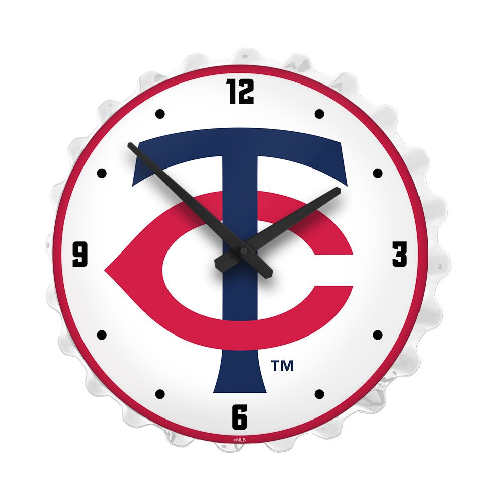 Minnesota Twins: Logo - Bottle Cap Lighted Wall Clock - The Fan-Brand