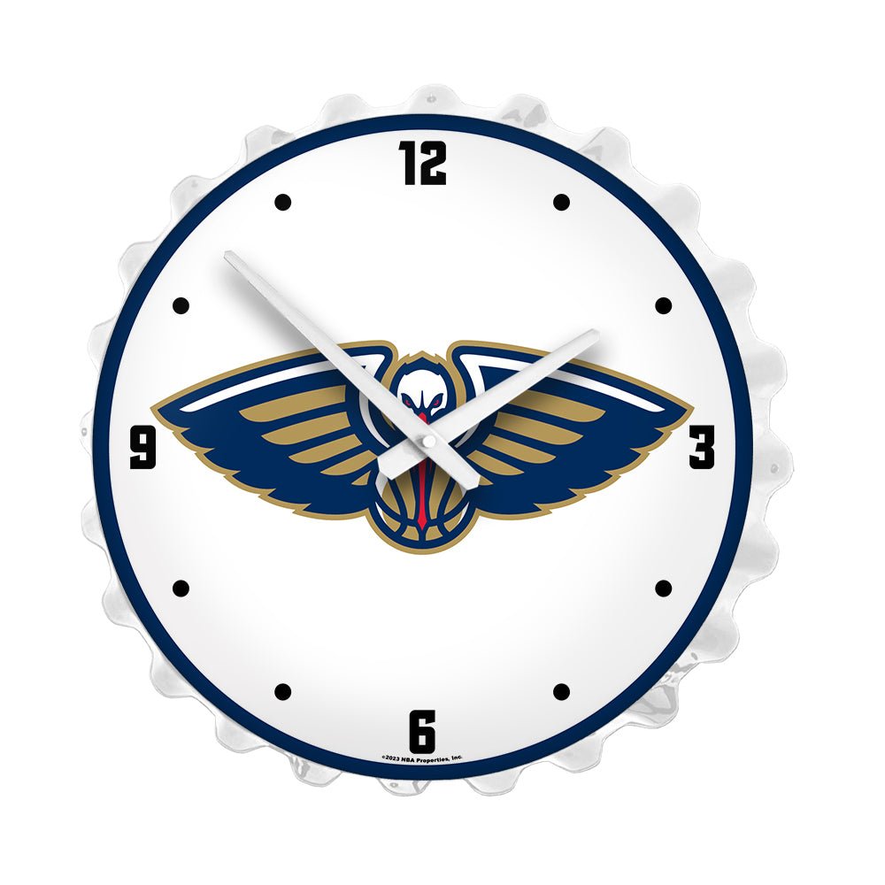 New Orleans Pelicans: Bottle Cap Lighted Wall Clock - The Fan-Brand