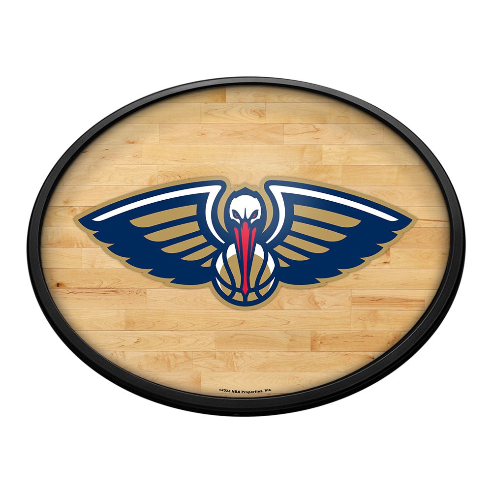 New Orleans Pelicans: Hardwood - Oval Slimline Lighted Wall Sign - The Fan-Brand