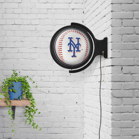 New York Mets: Baseball - Original Round Rotating Lighted Wall Sign - The Fan-Brand