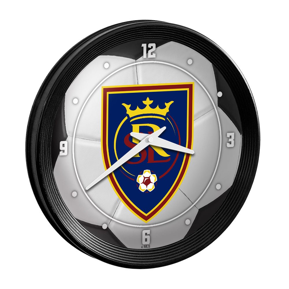 Real Salt Lake: Soccer Ball - Ribbed Frame Wall Clock - The Fan-Brand
