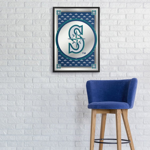 Seattle Mariners: Vertical Team Spirit - Framed Mirrored Wall Sign - The Fan-Brand