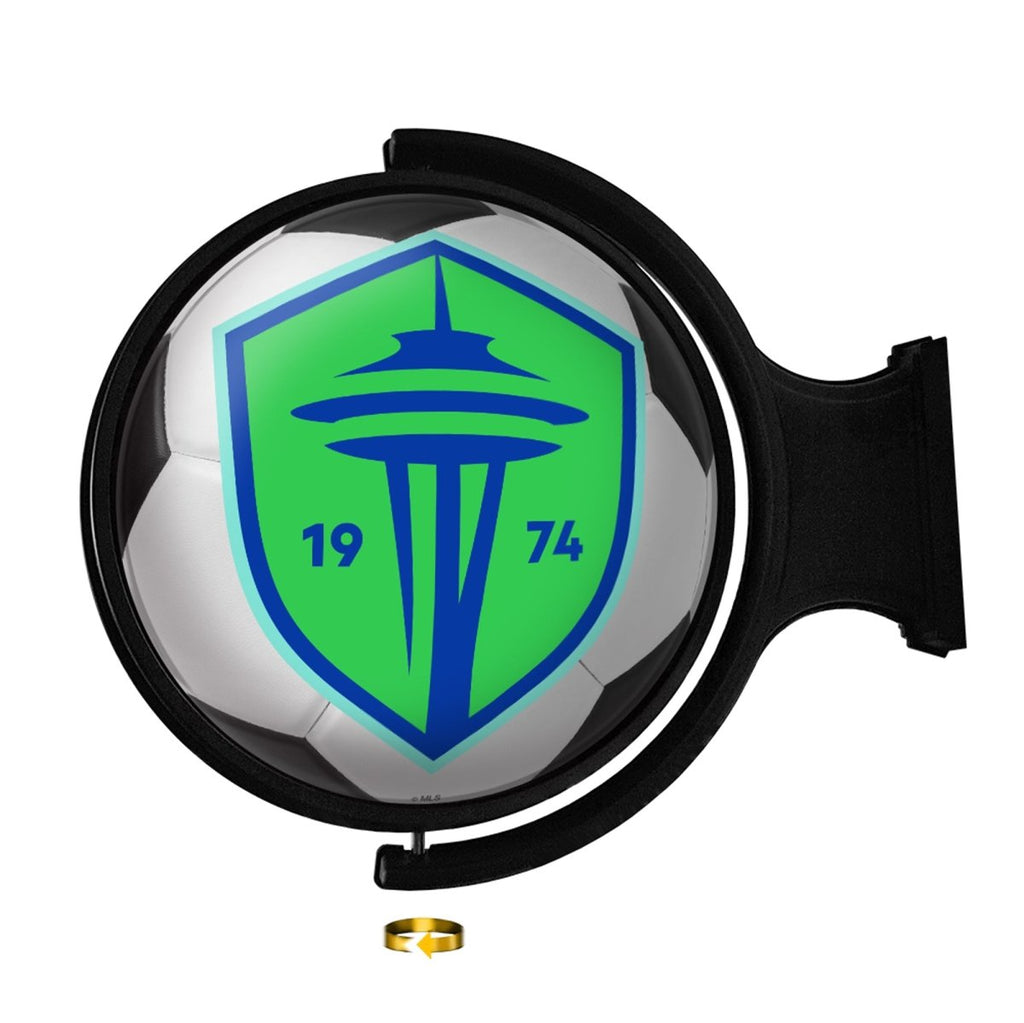 Seattle Sounders: Soccer Ball - Original Round Rotating Lighted Wall Sign - The Fan-Brand