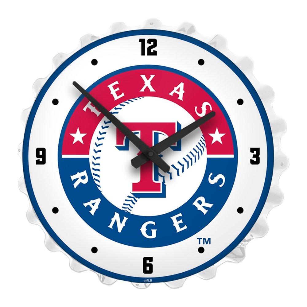 Texas Rangers: Logo - Bottle Cap Lighted Wall Clock - The Fan-Brand