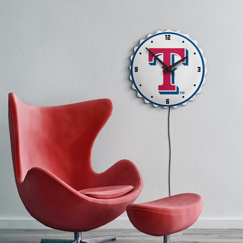 Texas Rangers: Logo - Bottle Cap Lighted Wall Clock - The Fan-Brand