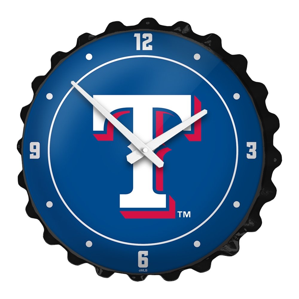 Texas Rangers: Logo - Bottle Cap Lighted Wall Clock - The Fan-Brand