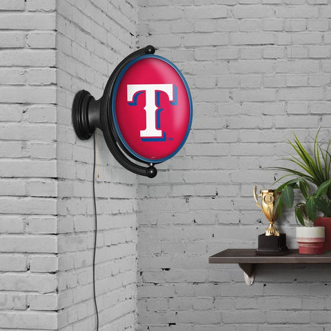Texas Rangers: Original Oval Rotating Lighted Wall Sign - The Fan-Brand