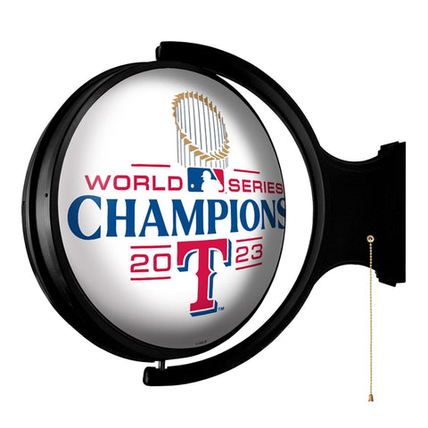Texas Rangers: World Series Champs - Round Rotating Lighted Wall Sign - The Fan-Brand