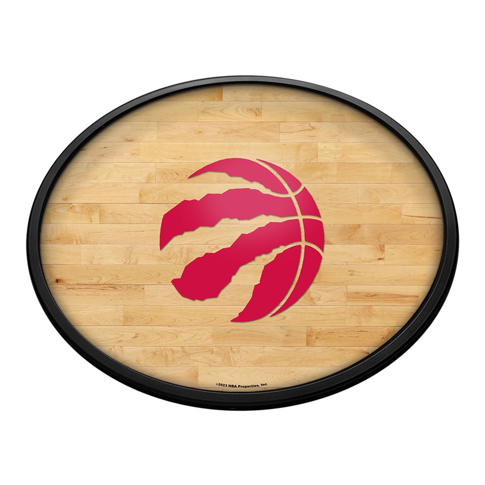 Toronto Raptors: Hardwood - Oval Slimline Lighted Wall Sign - The Fan-Brand