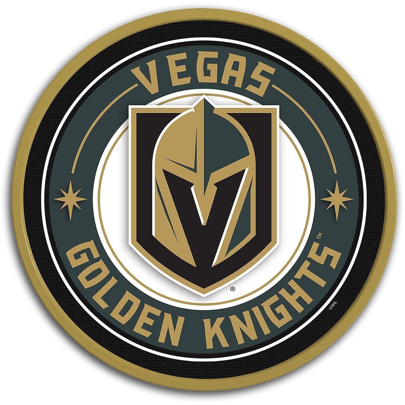 Vegas Golden Knights White Watermark Lighted Analog Neon Clock