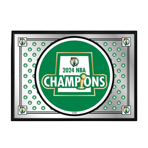 Boston Celtics: 2024 NBA Champions - Framed Mirrored Wall Sign - The Fan - Brand