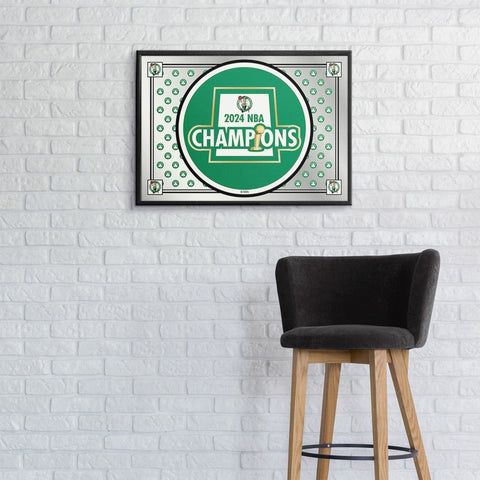 Boston Celtics: 2024 NBA Champions - Framed Mirrored Wall Sign - The Fan - Brand