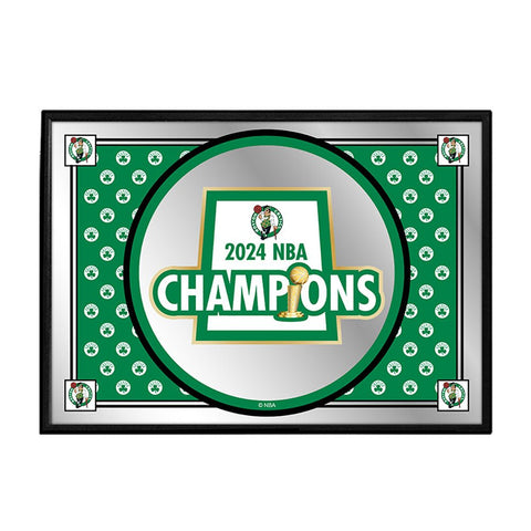 Boston Celtics: 2024 NBA Champions - Framed Mirrored Wall Sign - The Fan - Brand