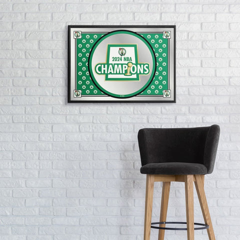 Boston Celtics: 2024 NBA Champions - Framed Mirrored Wall Sign - The Fan - Brand