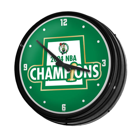 Boston Celtics: 2024 NBA Champions - Retro Lighted Wall Clock - The Fan - Brand