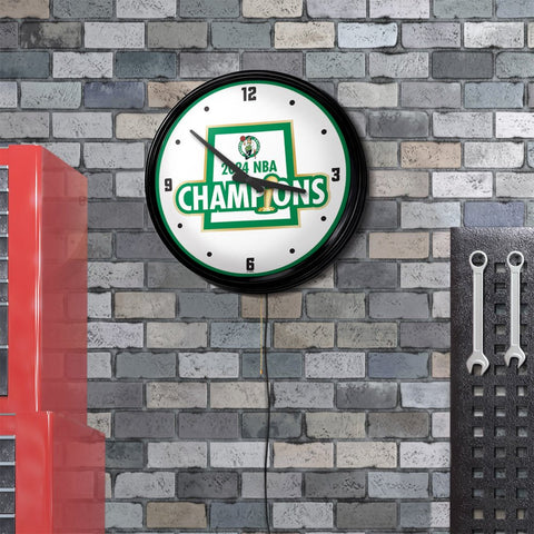 Boston Celtics: 2024 NBA Champions - Retro Lighted Wall Clock - The Fan - Brand