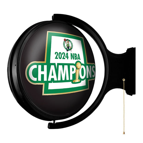 Boston Celtics: 2024 NBA Champions - Round Rotating Lighted Wall Sign - The Fan - Brand