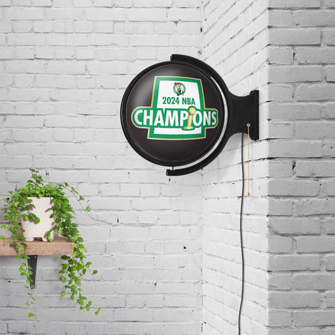 Boston Celtics: 2024 NBA Champions - Round Rotating Lighted Wall Sign - The Fan - Brand