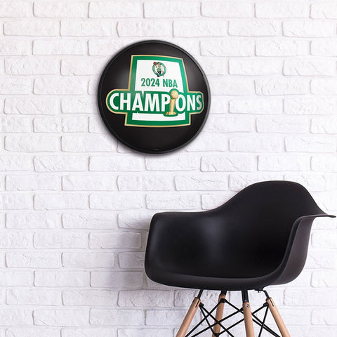 Boston Celtics: 2024 NBA Champions - Round Slimline Lighted Wall Sign - The Fan - Brand