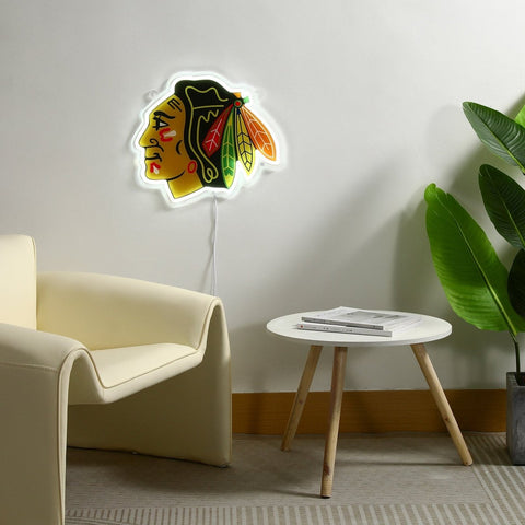Chicago Blackhawks: Die - Cut LED Neon Sign - The Fan - Brand