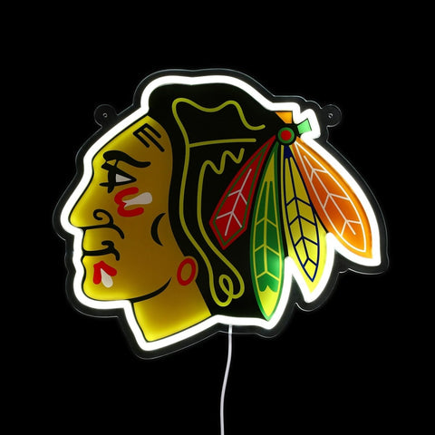 Chicago Blackhawks: Die - Cut LED Neon Sign - The Fan - Brand