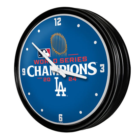 Los Angeles Dodgers: 2024 World Series Champs - Retro Lighted Wall Clock - The Fan - Brand