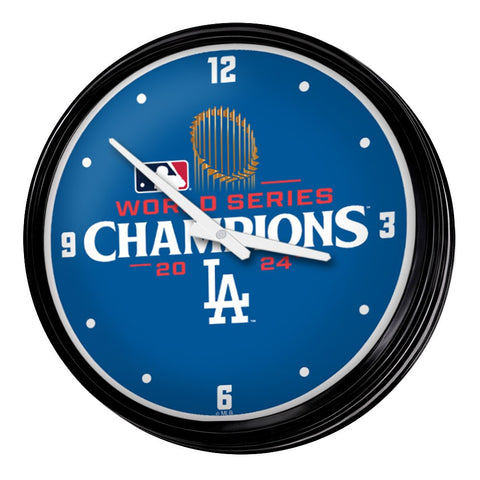 Los Angeles Dodgers: 2024 World Series Champs - Retro Lighted Wall Clock - The Fan - Brand