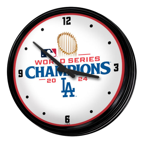 Los Angeles Dodgers: 2024 World Series Champs - Retro Lighted Wall Clock - The Fan - Brand