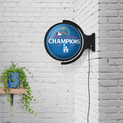 Los Angeles Dodgers: 2024 World Series Champs - Round Rotating Lighted Wall Sign - The Fan - Brand