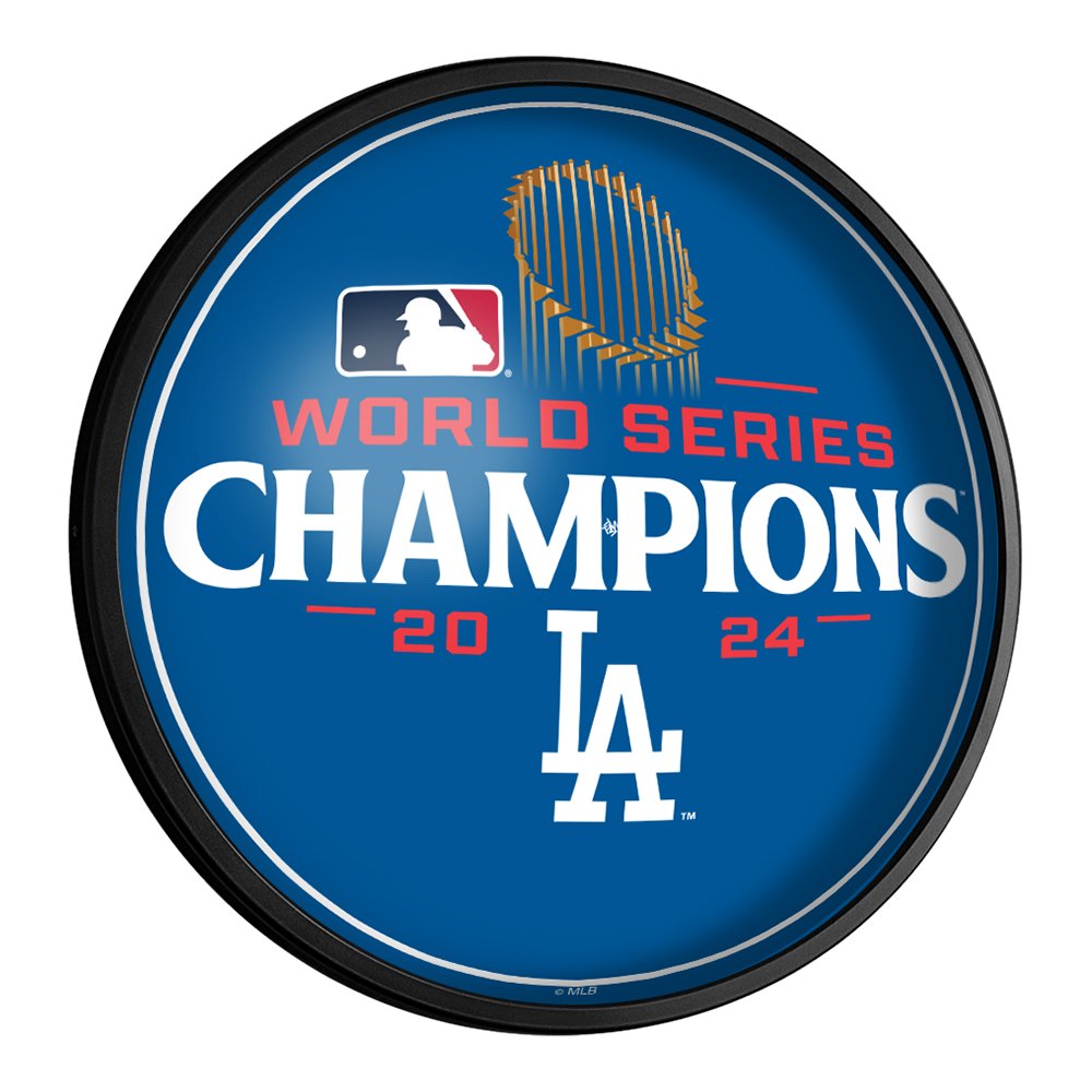 Los Angeles Dodgers: 2024 World Series Champs - Round Slimline Lighted Wall Sign - The Fan - Brand