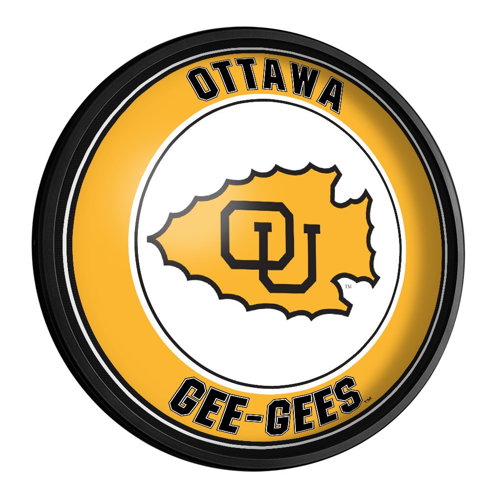 Ottawa Braves: Round Slimline Lighted Wall Sign - The Fan - Brand